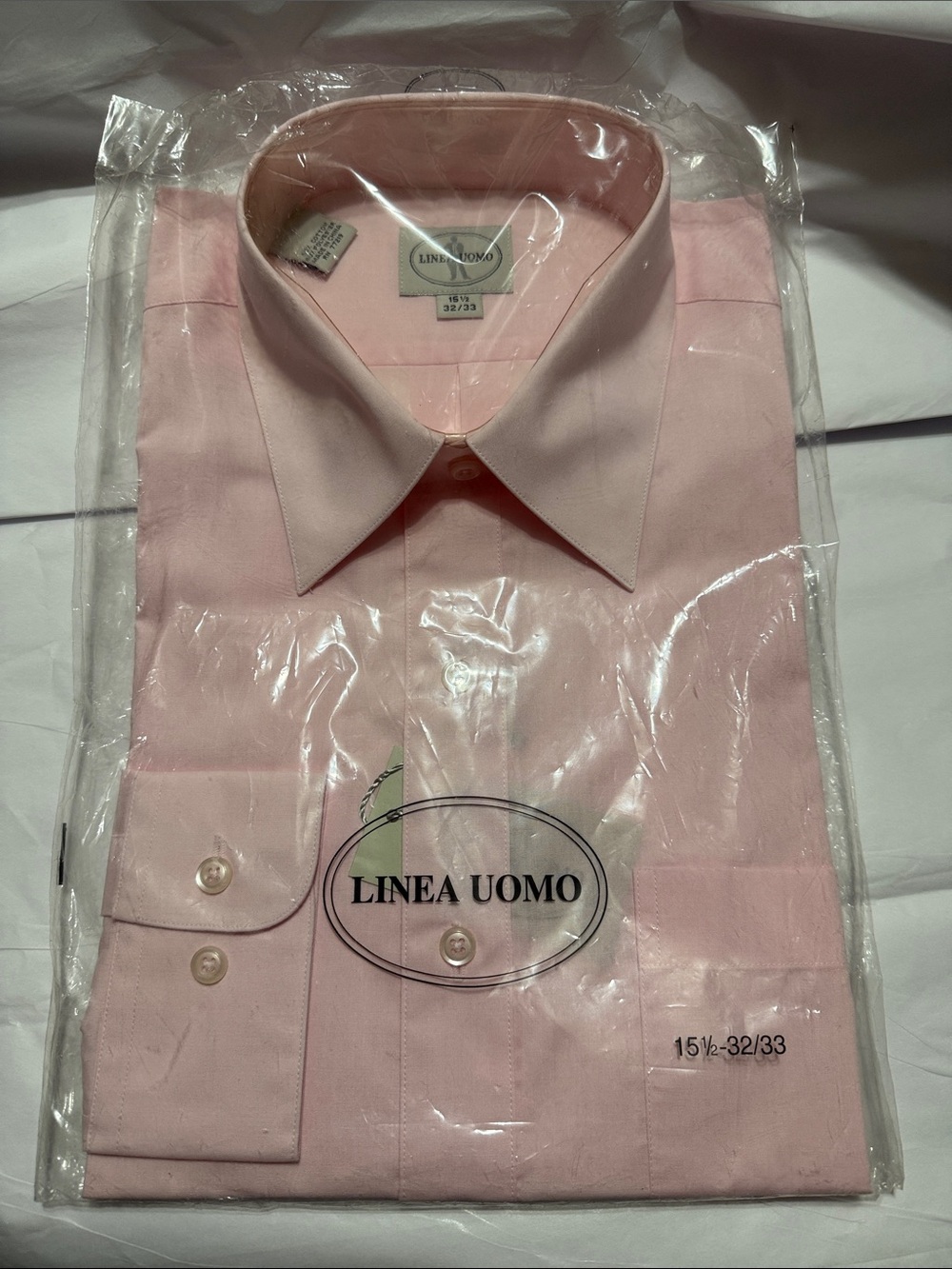 Linea Uomo men’s long sleeve pink dress shirt, size: 15 1/2”, 32/33